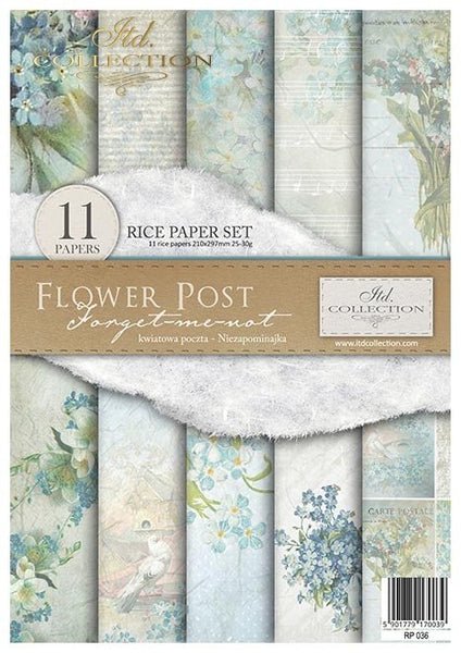 ITD Collection Rice Paper Pack Flower Post Forget Me Not