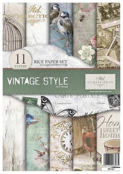 ITD Collection Rice Paper Pack of 11 A4 Vintage Style